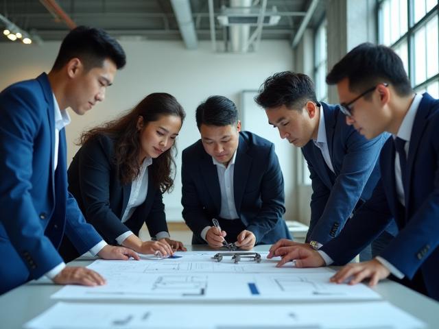 금속 가공 스타트업 컨설팅을 위한 협업하는 팀